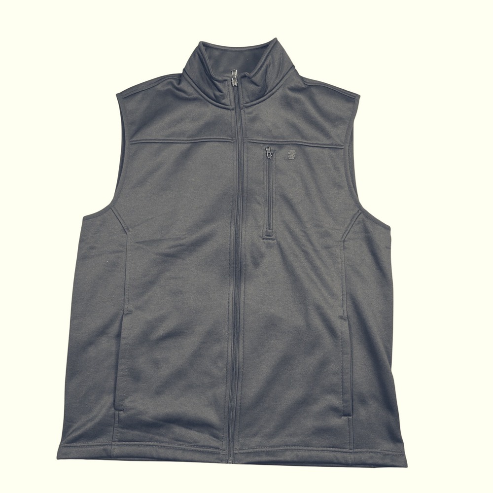 IZOD Advantage Performance Mens Vest Large Blue Full Zip Natural Stretch Pockets